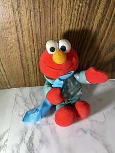 1999 Tyco Plüschtier Elmo im Pyjama mit blauer Decke Lovey 9 Zoll - FUNKTIONIERT NICHT - Bild 1 von 4