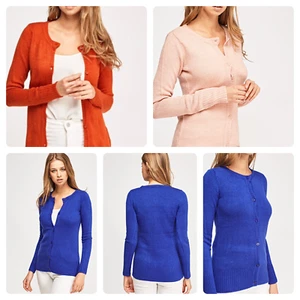 Damen Blue Motion weiche Vollarm-Cardigan vorne Knopf Rundhals 339 - Bild 1 von 7