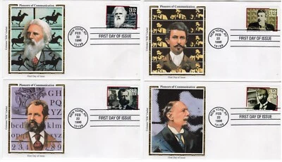 USPS FDC Colorano Cachet #3061-64 – 1996 32c Pioneers of Communication ST3143 - Image 1 of 4