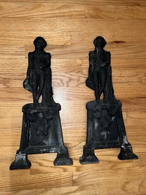 Antique George Washington Figural Andirons 19th Century - Image 1 of 4