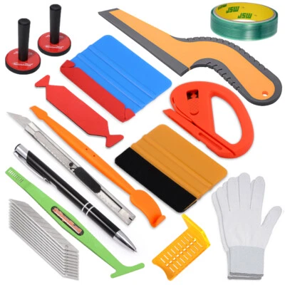 Kit de herramientas para envolver automóviles PRO enjugador de fieltro de vinilo cinta sin cuchillos 2 imanes tinte para ventanas Foto 1 de 4