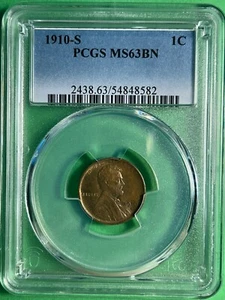 1910-S Lincoln Cent - PCGS MS63BN - Picture 1 of 2