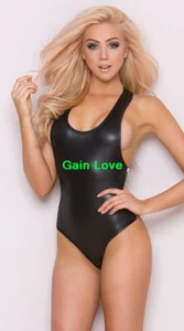 Womens PVC Leather Zipper Teddy Sexy Lingerie Bodysuit Nightwear Clubwear S-3XL - Picture 1 of 4