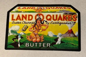 Pegatina usada Wacky Packages Land O Quakes Butter Earthquake Topps vintage 1973 - Imagen 1 de 2