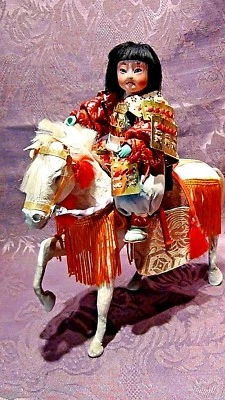 ANTIQUE JAPANESE SAMURAI MUSHA NINGUO WARRIOR DOLL FROM SEATTLE ART DOLL MUSEUM - Image 1 of 4