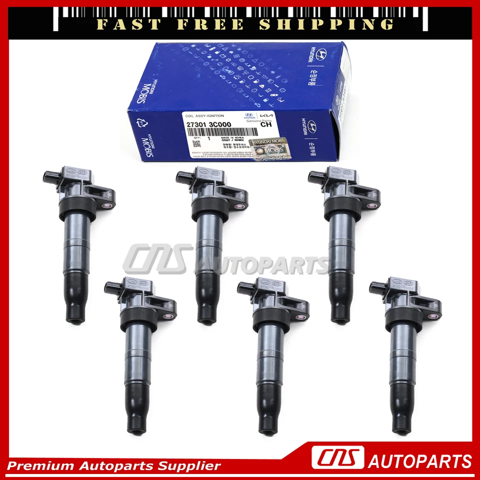 Fit 06-15 Hyundai Kia 3.3L 3.5L 3.8L OEM 273013C000 ⭐GENUINE⭐ Ignition Coil 6PCS - Imagem 1 de 4