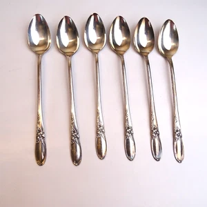 Community Oneida White Orchid Silverplate Iced Tea Spoons Lot of 6 - Picture 1 of 7