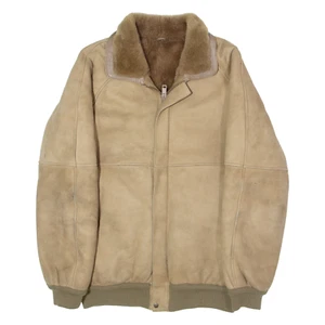 Vintage NAPPA TEX Womens Flight Jacket Beige Shearling 90s UK 18 - Picture 1 of 6
