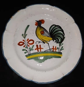 ANCIENNE ASSIETTE AU COQ Faïence de l'Est FIN XVIII ou Début XIX N°753/2 - Foto 1 di 10