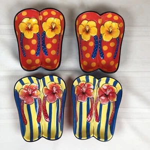 Clay Art Stoneware Flip Flop Bowls Serving Dish Lot 4 - Picture 1 of 7