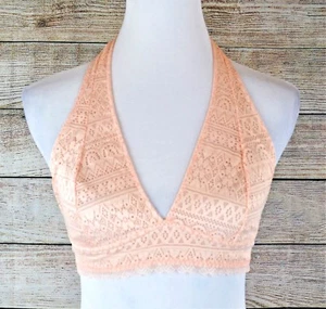 Xhilaration Women's Lace Halter Perfect Bralette Bra Unpadded Wire Free Peach XS - Picture 1 of 5