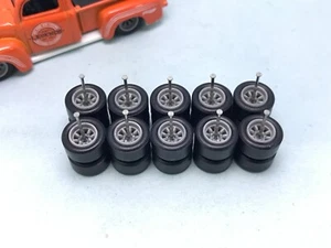 RL49 -Lot 5 Set Hotwheels 1/64# Watanabe Grey 10mm Short Rubber Real Riders - Picture 1 of 5