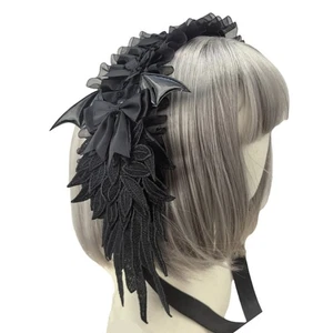 Decorative Lace Headband with Wing Stylish Hair Ornament for Enthusiasts - Picture 1 of 8