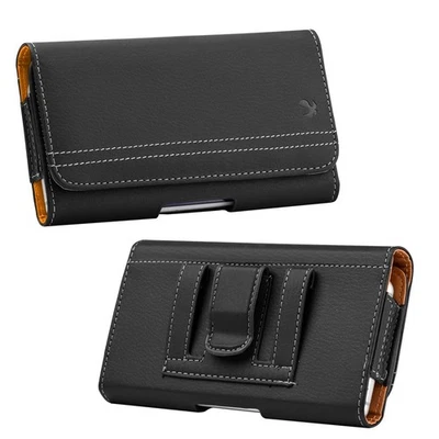 Case For Samsung Galaxy A42 5G, Black Leather Belt Clip Horizontal Pouch Holster - Image 1 of 4