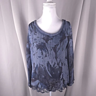 Túnica para mujer Lagenlook grande azul encaje seda tejida forrada hecha en Italia soñadora NUEVA Foto 1 de 4