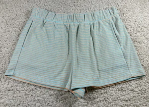 Peloton Women’s Aqua Stripe Terry Cloth Shorts Size Large NWT - Picture 1 of 9