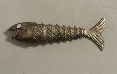 Vintage Silver Plated Articulating Fish Bottle Cap Opener Self Standing 7 1/2" - Image 1 of 4