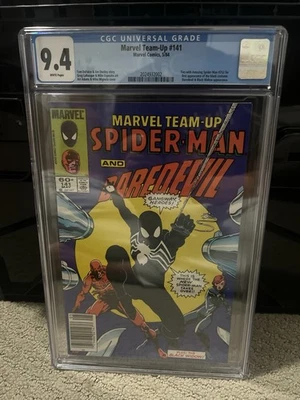 MARVEL TEAM-UP #141 CGC 9.4 NEWSSTAND WHITE PAGES  1984 1st Black Costume Spidy - Image 1 of 4