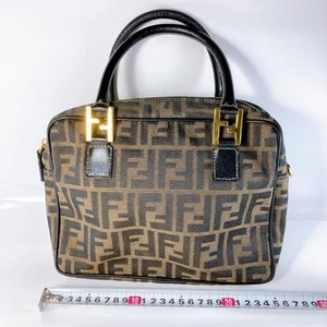 Auth Used EX+ FENDI Zucca 2way Handbag Canvas Leather Brown Condition - Picture 1 of 24