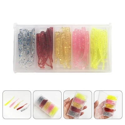 50 Stück Angelköder aus Kunststoff, Würmer, Köder für Zander, Forelle, mit Box - Bild 1 von 4