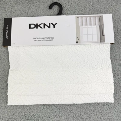 DKNY Spark Microsculpt Pleated Valance White Light Filtering 50" x 18" NWT - Image 1 of 4