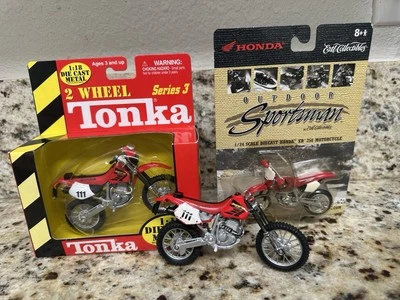Lot Of 3 Tonka Honda XR400R 1:18 Die Cast 1/24 XR250R Motorcycle Toys Dirt Bike - Image 1 of 4