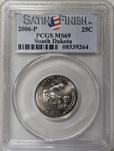2006-P 25C PCGS MS69 - Clad Satin Finish South Dakota Quarter - Picture 1 of 2