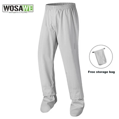WOSAWE Men's Rain Pants MTB Cycling Reflectivre Trousers Waterproof Shoe Cover - Image 1 of 4
