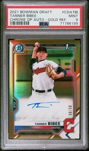 2021 Bowman Chrome Tanner Bibee Gold Refractor Auto #50/50 Guardians PSA 9 - Picture 1 of 3