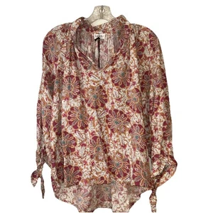 Blusa boho campesina Nicole Miller para mujer talla S estampado multicolor rayón nueva - Imagen 1 de 11