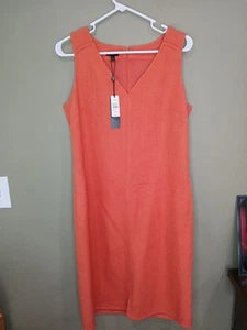 Talbots Orange Zip Up Size 8 Pocketd Knee Length Dress Lined Sleeveless Sheath - Picture 1 of 10