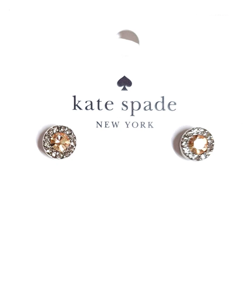 Aretes Kate Spade You're A Gem Pave Halo Champagne Plata Multi KL467 Nuevos Foto 1 de 4