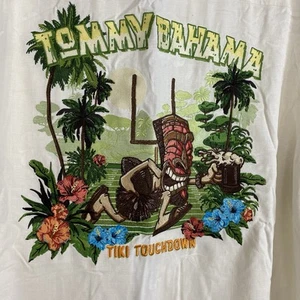 Tommy Bahama Tiki Touchdown bestickt Seide XL neu mit Etikett Rum Tiki Cocktails Fußball - Bild 1 von 21