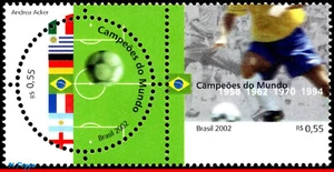 2840 BRAZIL 2002 CHAMPIONS OF SOCCER WORLD CUP, SOCCER FOOTBALL, MI# 3226-27 MNH - Picture 1 of 2