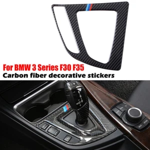 For BMW 3 4 F30 F34 Real Carbon Fiber Interior Gear Shift Panel Cover Trim Decal - Foto 1 di 7