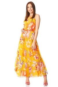 Roman Originals Women's Sleeveless Floral Pleated Maxi Dress - Picture 1 of 151