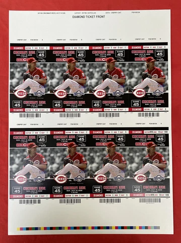 Cincinnati Reds July 19th, 2009 Bronson Arroyo Diamond Ticket Sheet Cover