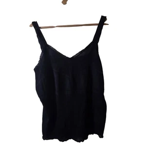 Peruvian Connection Knit Tank Top Lace Trim Sleeveless Casual Black XL - Picture 1 of 7