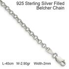 Necklace Real 925 Sterling Silver Filled Solid Belcher 2mm Rolo Chain 40cm