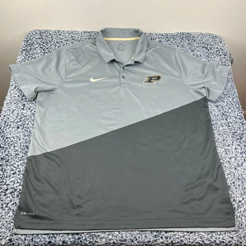 Nike Purdue Boilermakers Polo Shirt Mens Extra Large 2XL XXL  Gray Dri Fit NCAA Cover