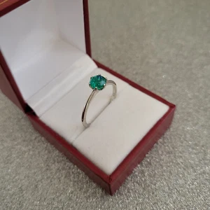 Peacock Quartz Solitaire Ring in platinum over Sterling Silver - Picture 1 of 4