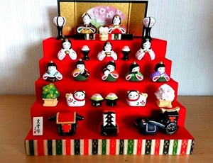 Hina ningyo Japanese girls festival doll Mino yaki pottery 5stage Japan New - Picture 1 of 12