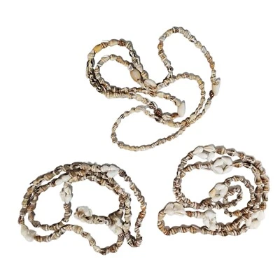 Lote 3 Collar Cowrie Shell Vintage Hawaiano Puka Concha Marina Cuentas Ojo de Tigre Foto 1 de 4