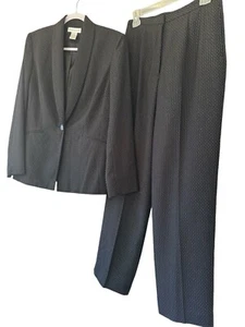 ✨Worthington  Women's Pant Suit outfit Black/White Dot/Pin Stripe Size 8 - Picture 1 of 11