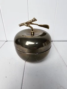 Vintage versilbert Apfel Glas Schmuckschatulle Andenken Behälter - Bild 1 von 9