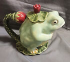 Henriksen Frog Teapot Majolica Pitcher Strawberry Bullfrog Import Tea Pot - LN