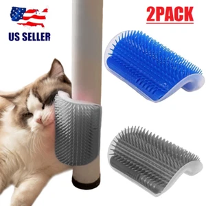 2× Cat Grooming Brush Comfortable Cat Massage Comb Wall Corner Soft Brush Large - Picture 1 of 18