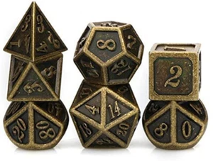 7Pcs/set Antique Metal Polyhedral Dice DND RPG MTG Role Playing Game With Bag - Picture 1 of 10