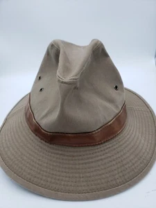 MEN'S DORFMAN PACIFIC GLENDALE SHAPEABLE OUTDOORSMAN HAT 100 % COTTON TWILL TAN - Picture 1 of 5