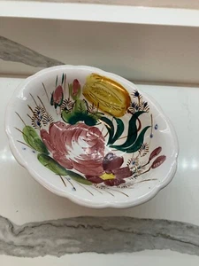 Hand-Painted Italian Bowl with Rose Pattern not Marked - Picture 1 of 4